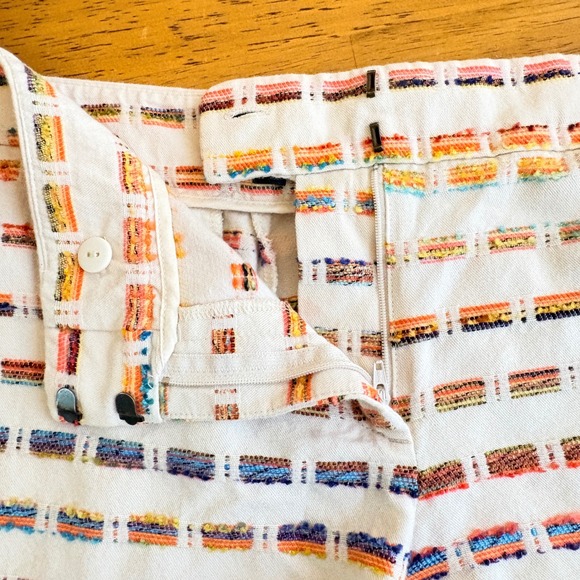 LOFT Womens Size 10 Textured Rainbow Stripe Shorts Cream Multi Cotton Blend - Picture 3 of 8